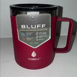 Manna Brick Red 12oz Stainless Steel Mug NWT!